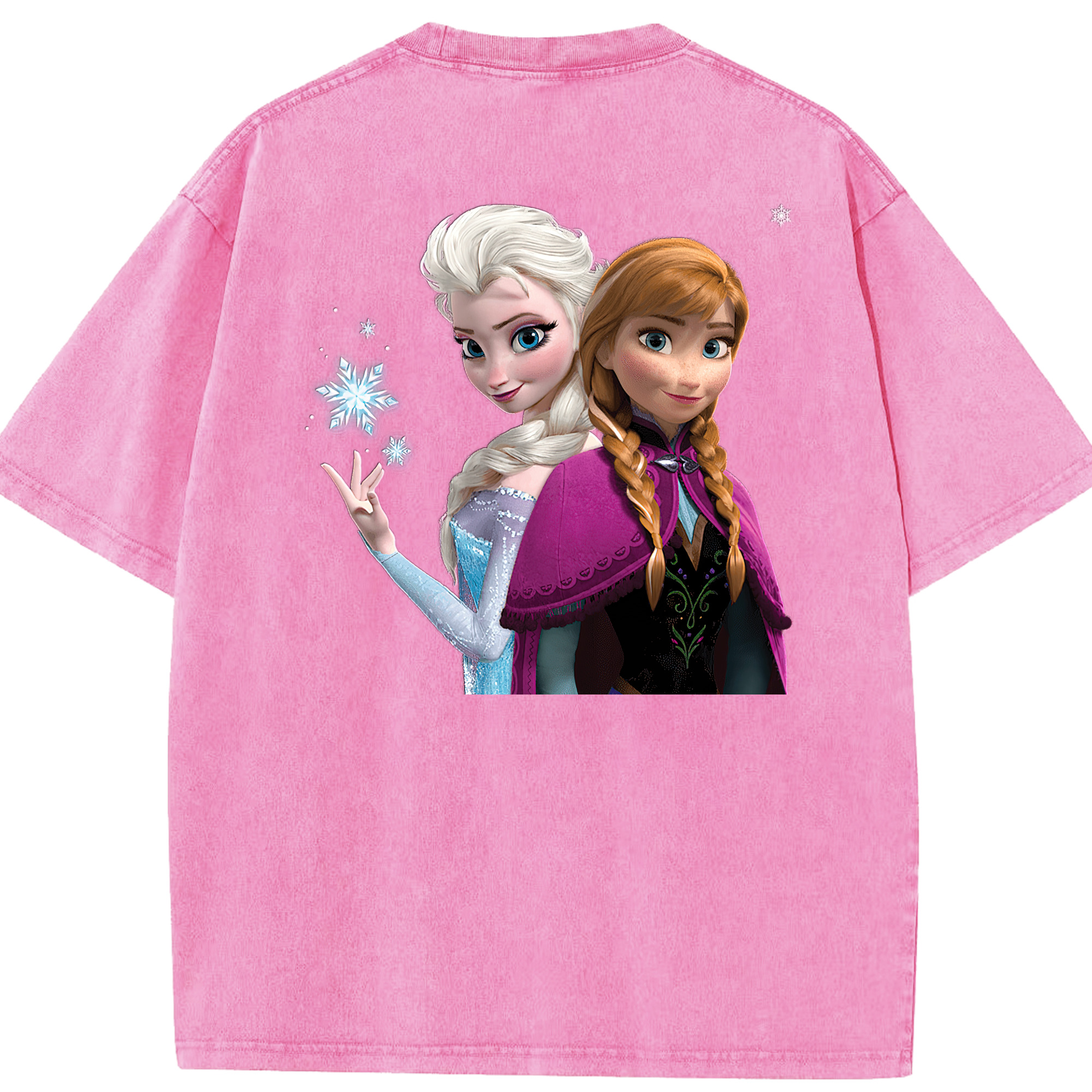 （画像用） アナと雪の女王 アンナ エルサ Frozen Anna Elsa 綿100% ヴィンテージ風 半袖Tシャツ（背面プリント）